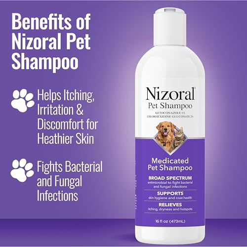 Nizoral Ketoconazole Pet Shampoo, 16 Oz, Chlorhexidine, Dogs & Cats
