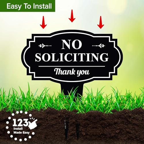 No Soliciting Sign For House, No Soliciting Yard Sign, 11x11 Inches, Rust