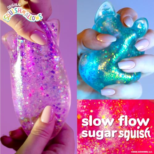 Squishmallows SLIMYGLOOP Gelli Gels 3 Pack, Slow-Flow Glitter Squishy Sensory