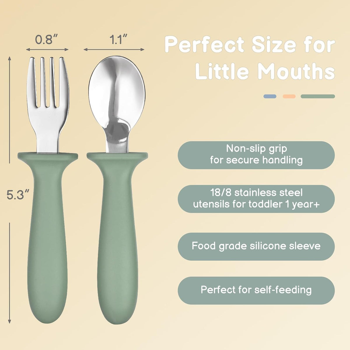 Eascrozn Toddler Utensils, 6 Pack kids Silverware Set with Silicone Handle