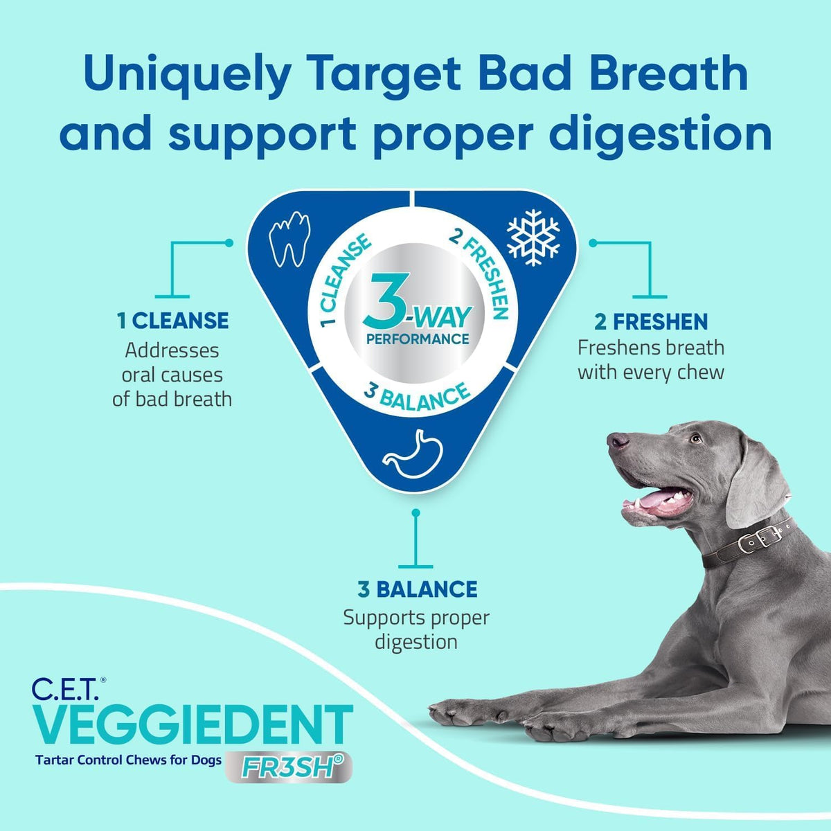 Virbac C.E.T.å¨ VEGGIEDENTå¨ FR3SHå¨ Tartar Control Chews for Dogs with