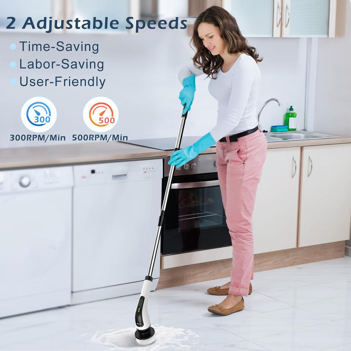 Bomves Electric Spin Scrubber, Cordless Cleaning Brush Scrubber for Home, 8