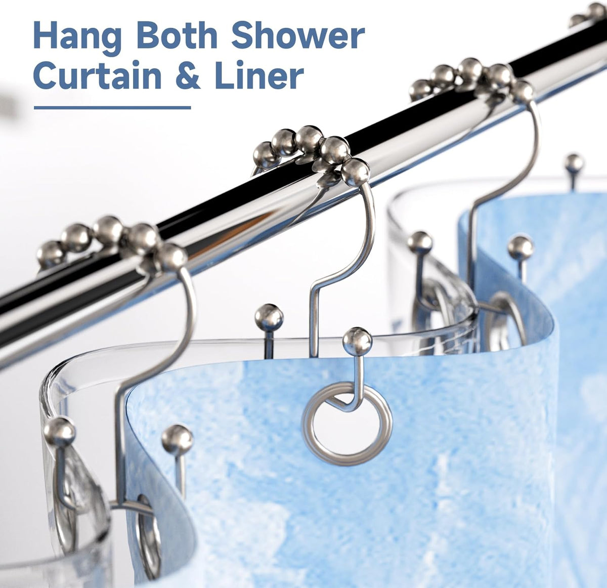 Titanker Shower Curtain Hooks Rings, Rust Resistant Metal Double Glide Shower