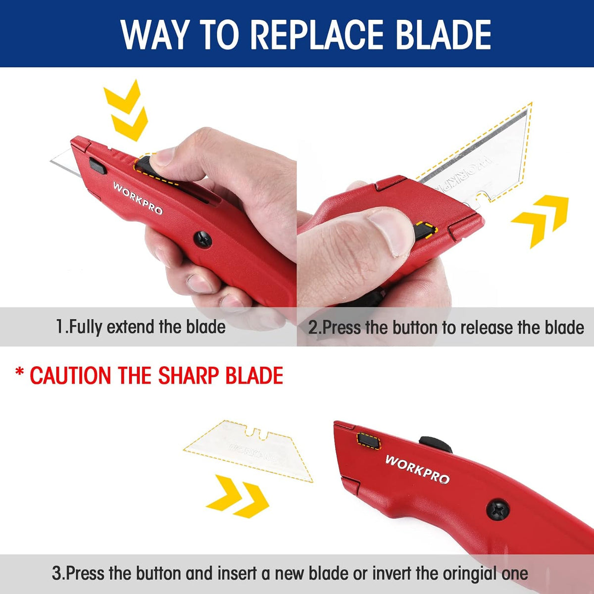 WORKPRO Premium Utility Knife, Retractable All Metal Heavy Duty Box Cutter