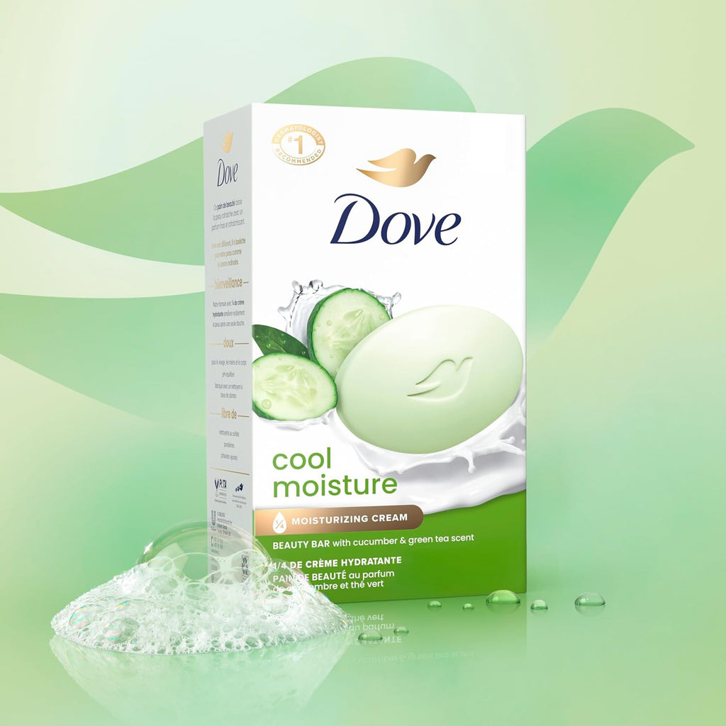 Dove Beauty Bar Soap Cool Moisture Cucumber & Green Tea Scent, 6 Bars for