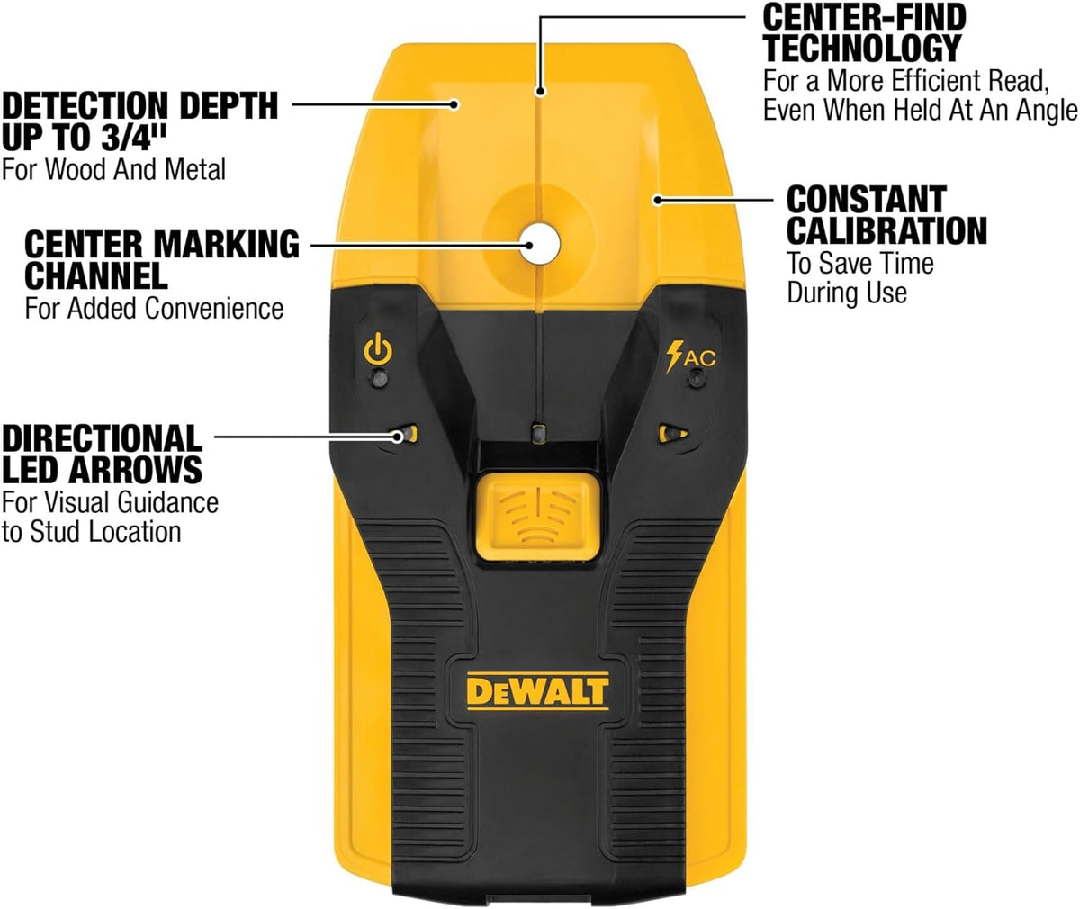 DEWALT Stud Finder, 3/4‰۝, Locate Framing Studs Efficiently with LED Arrows