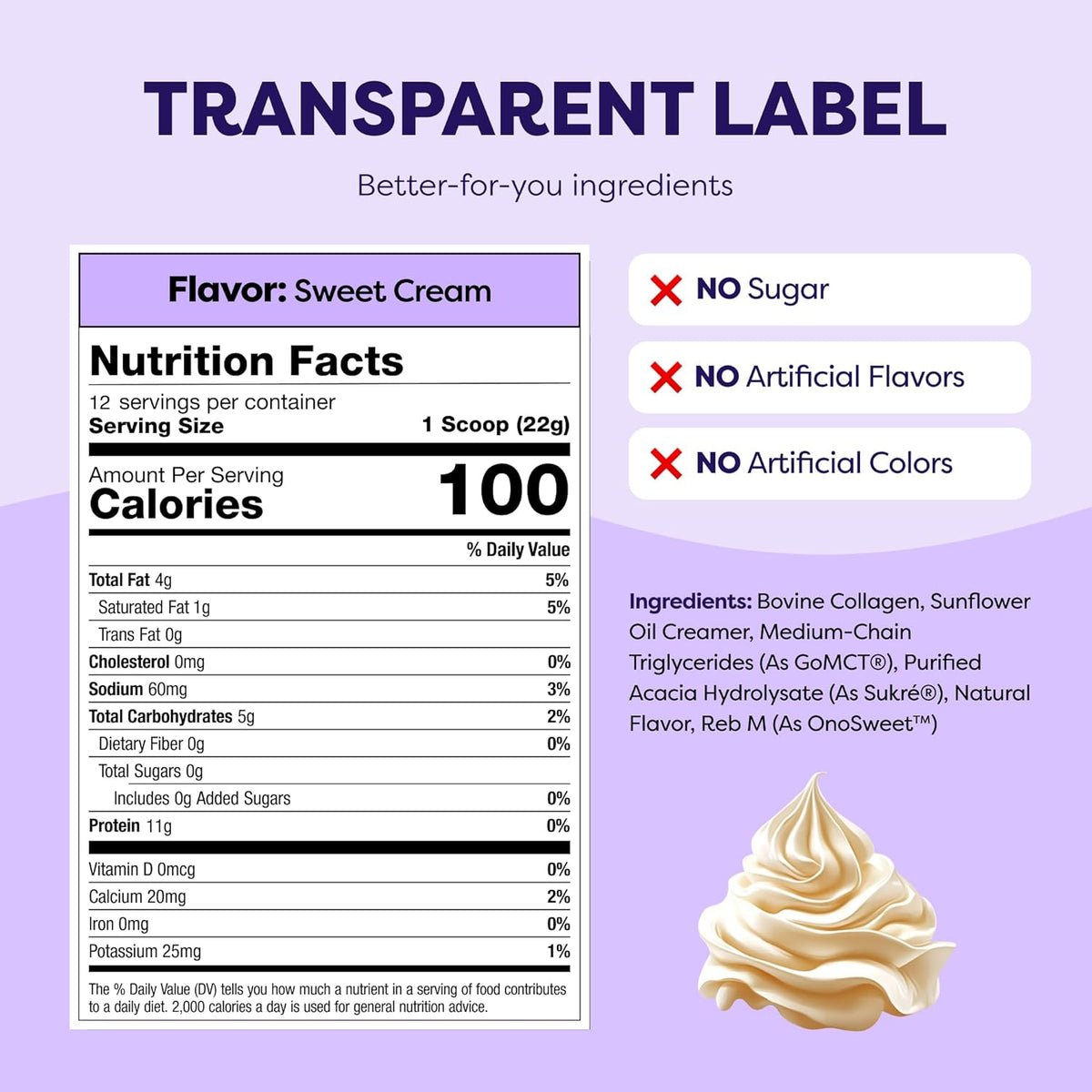 Sweet Cream Protein Coffee Creamer - Grass Fed Pasture Raised Collagen