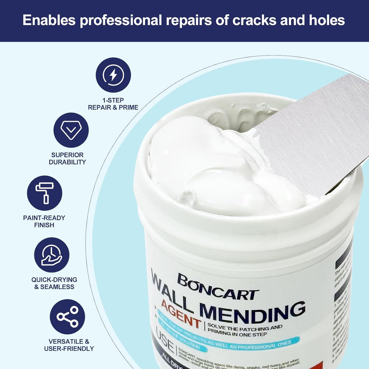 BONCART 8.6oz Drywall Patch Repair Kit - Professional All-in-1 Tool Set