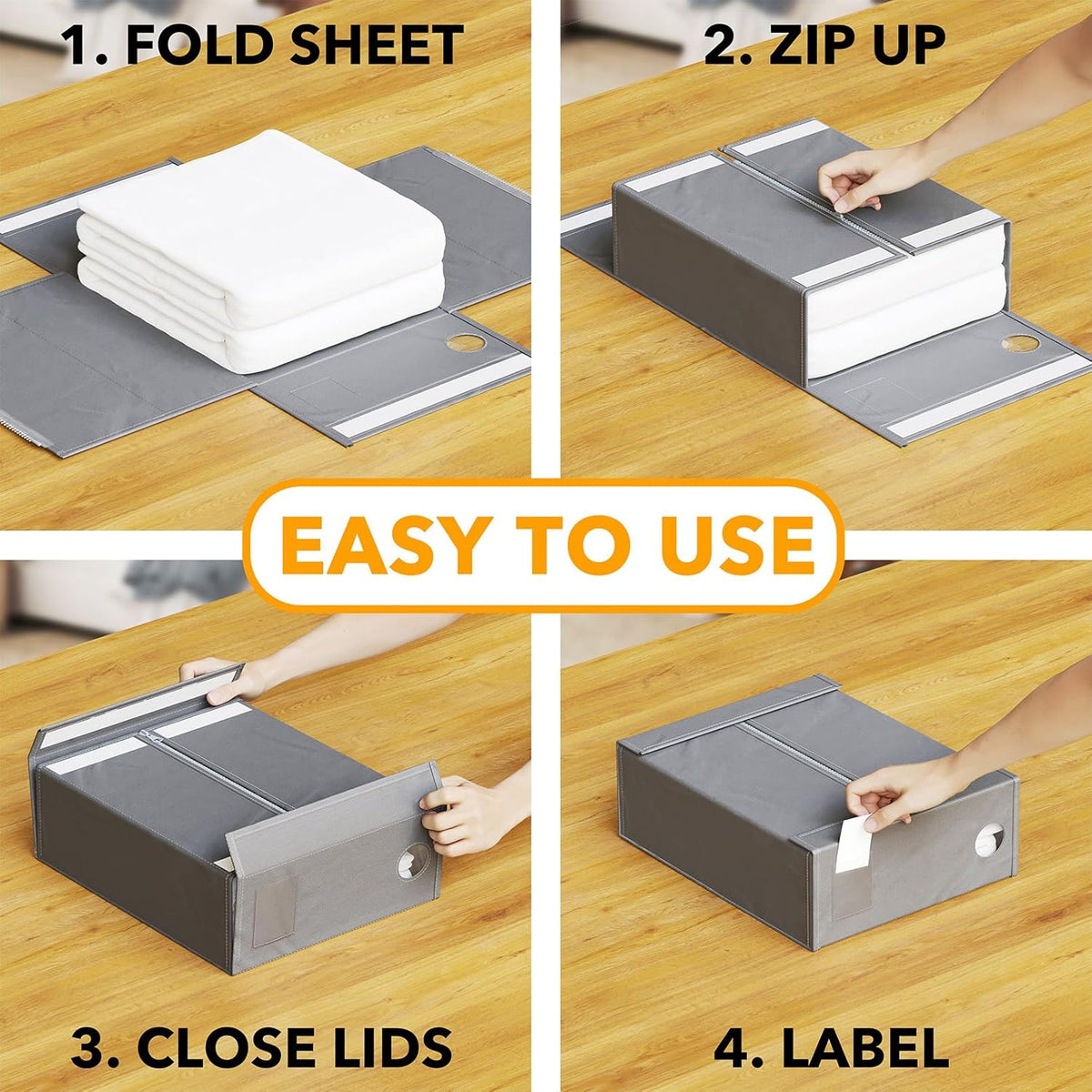 SpaceAid 4 Pack Bed Sheet Organizers and Storage, Foldable Organizer for