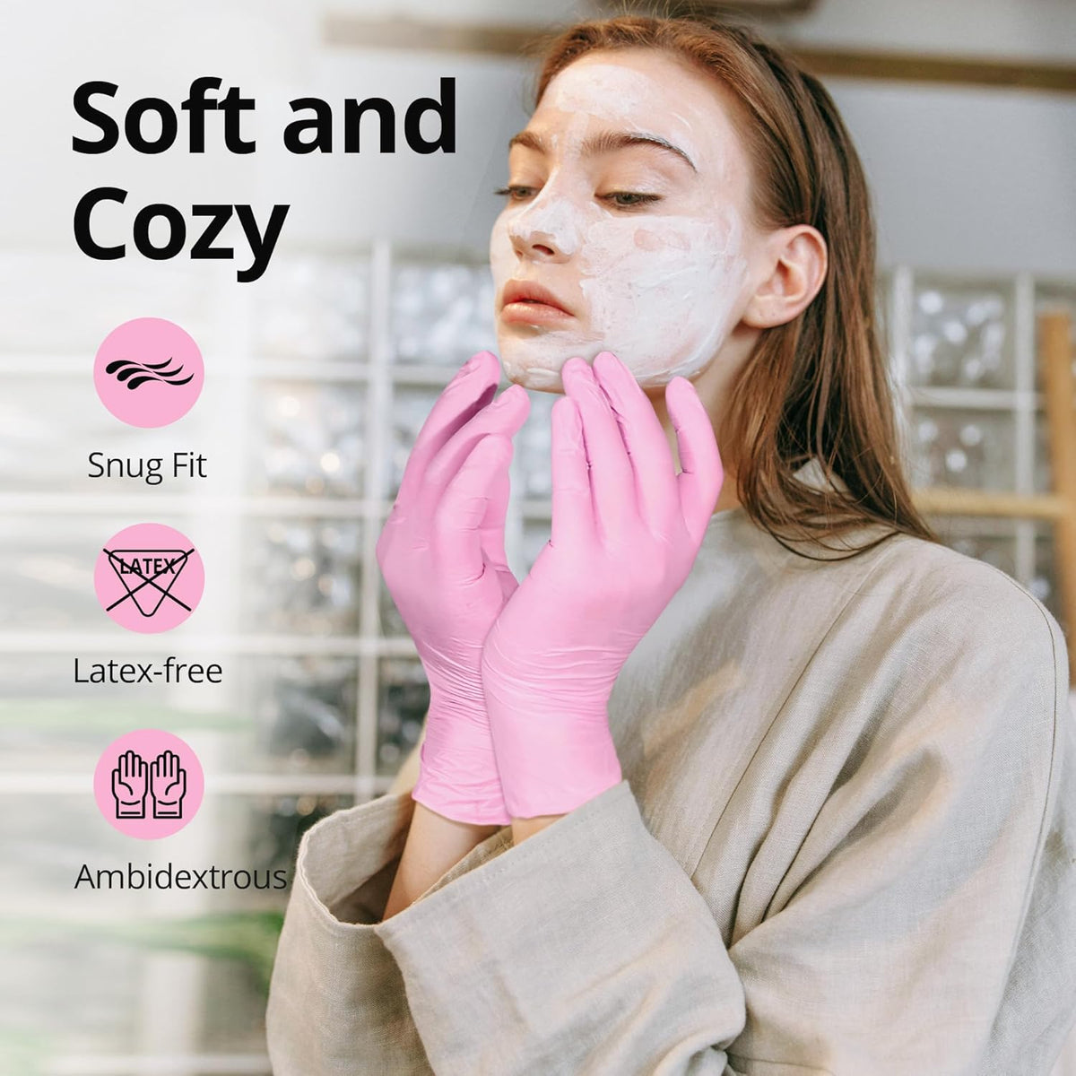 SwiftGrip Pink Nitrile Gloves, 3-mil, Industrial Gloves Disposable Latex