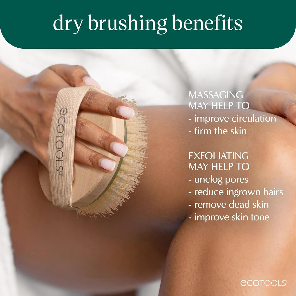 EcoTools Dry Body Brush, Cruelty-Free Bristles Exfoliate & Smooth Skin, Dry