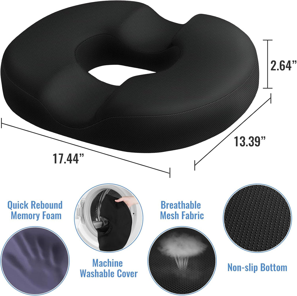 Donut Pillow Seat Cushion Chair Pad for Tailbone Pain Relief and Hemorrhoids