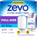 Zevo Flying Insect Trap & 3 Refill Cartridges - Plug in Fly Trap & Indoor Bug
