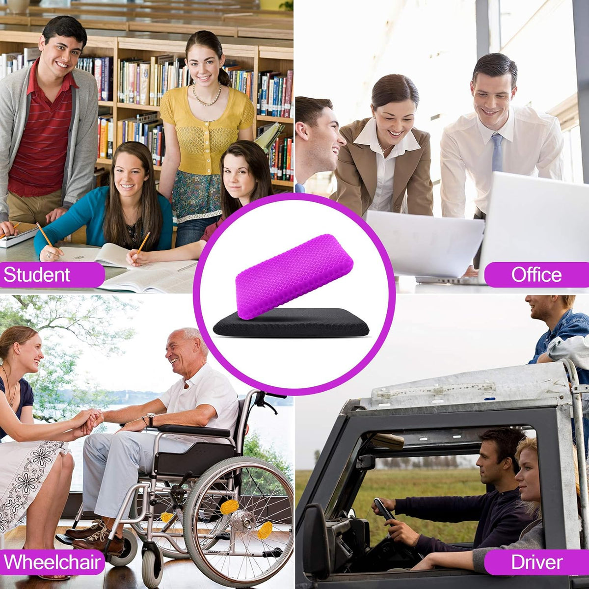 KYSMOTIC Gel Seat Cushion for Long Sitting (Large & Thick), Soft &