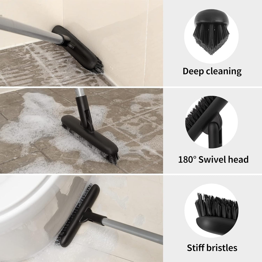 MR.SIGA Heavy Duty Grout Scrub Brush with Long Handle, Shower Floor Scrubber