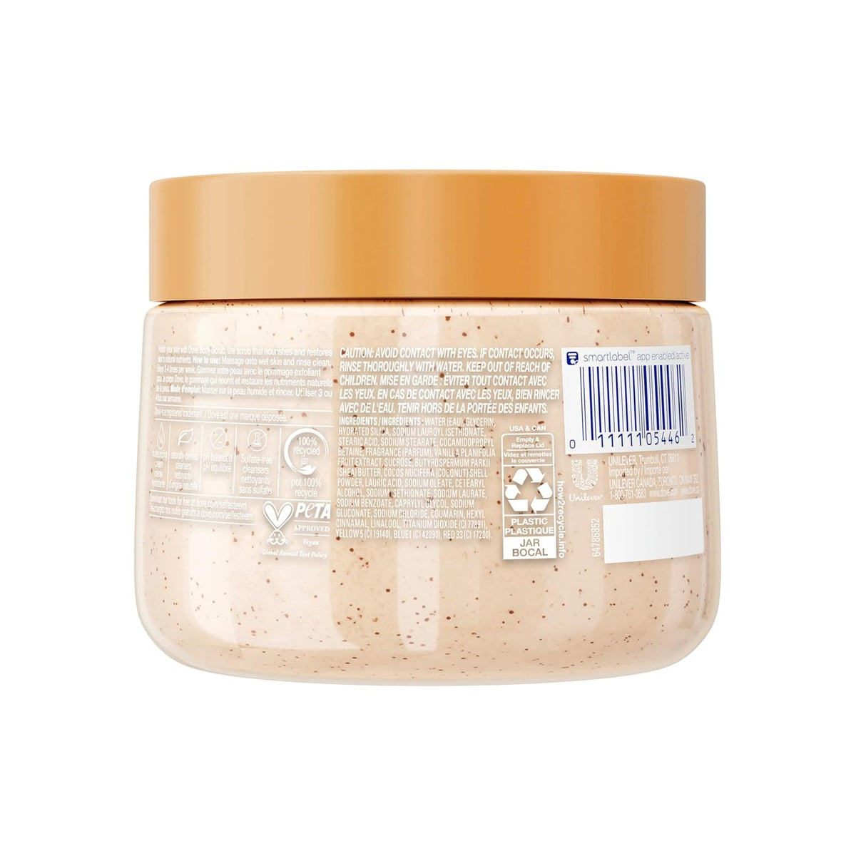 Dove Vanilla Sugar & Shea Butter Body Scrub Exfoliates and Deeply Nourishes
