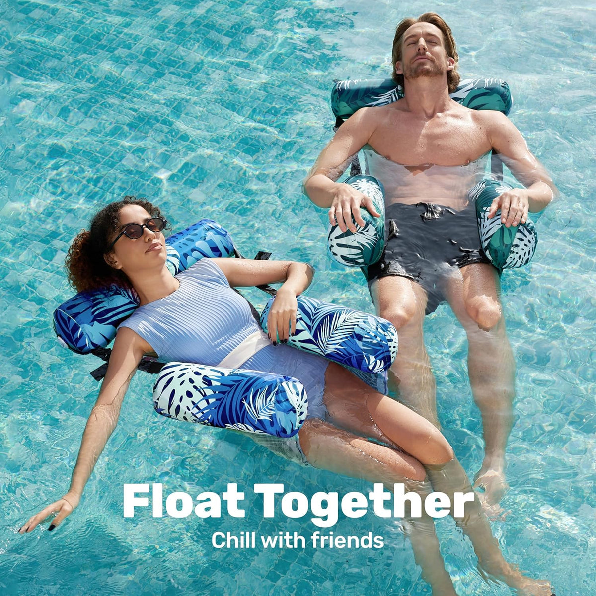 SLOOSH Inflatable Pool Floats Adult,2 Packs Floating Lounge Chairs,Blow up
