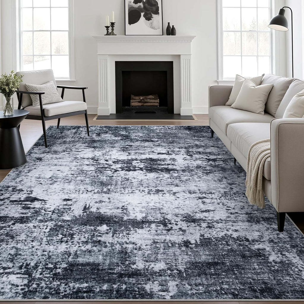 5x7 Area Rug Living Room Rug: Washable Modern Abstract Soft Thin Rug Indoor