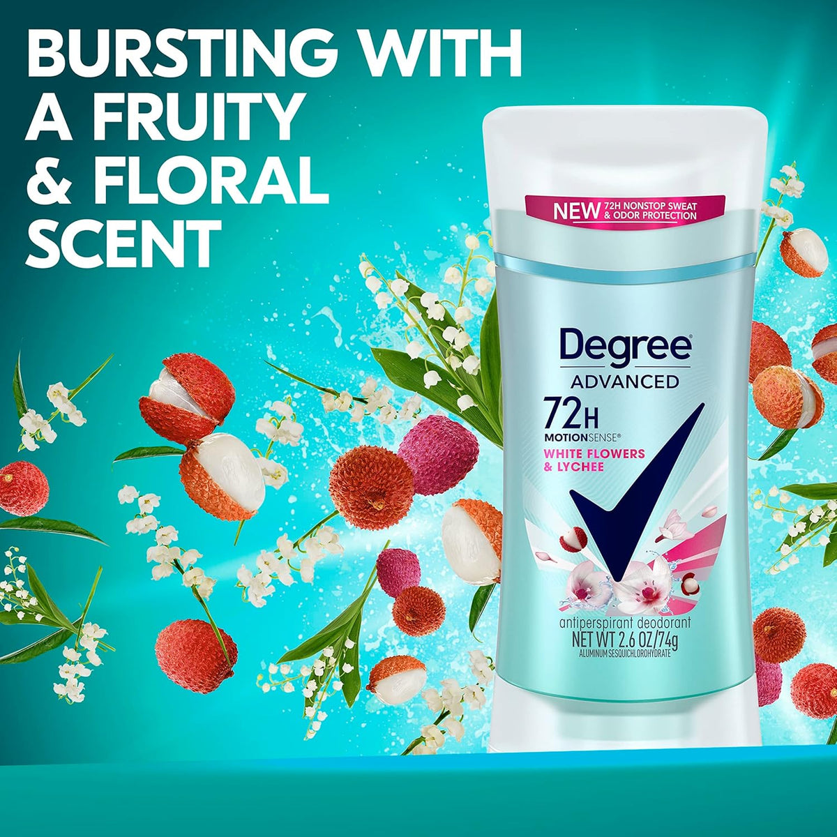 Degree Advanced Protection Antiperspirant Deodorant White Flowers & Lychee